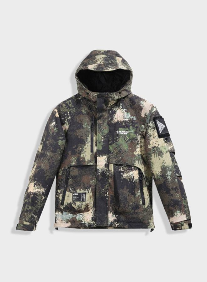 The Indian Garage Co Men Regular Fit Printed Hooded Full Sleeves Winter Jacket - Image 3
